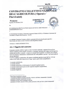 CONTRATTO COLLETTIVO NAZIONALE AGRICOLTURA